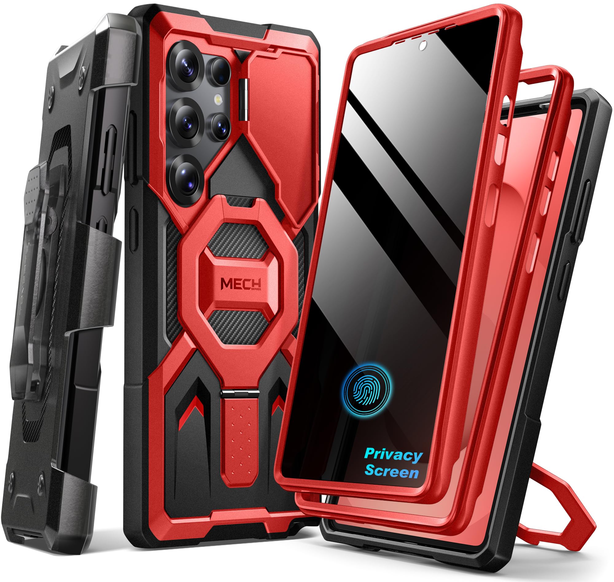 TONGATE Magnetic Stand for Samsung Galaxy S25 Ultra Case with Privacy Screen Protector, [Compatible with Magsafe] [Military Drop Protection] S25 Ultra Case with Camera Cover & Belt Clip, Black 6.9"