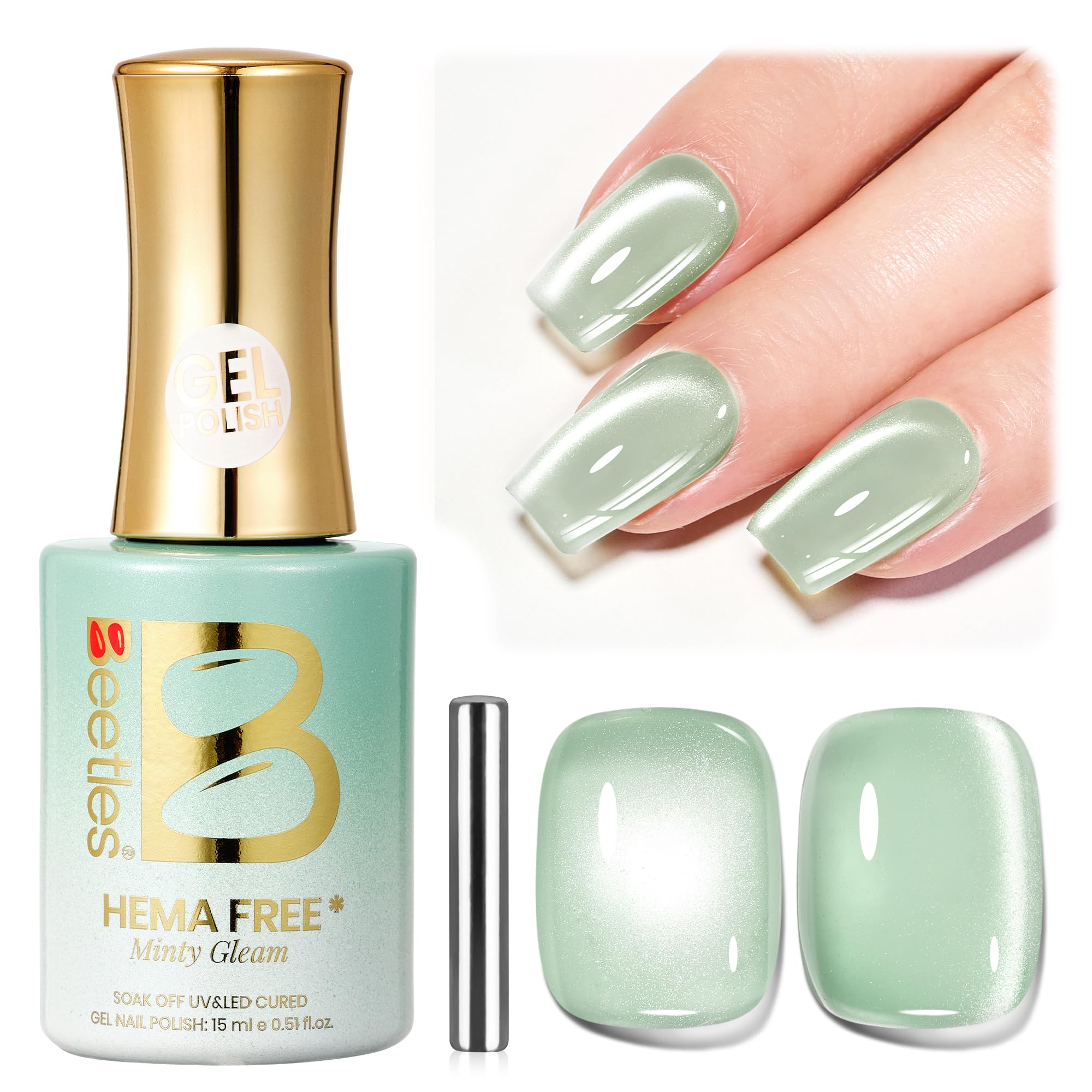 Beetles Star Cascade Silver Cat Eye Gel Nail Polish - 15ML Christmas Silver Glitter Cat Eye Gel Polish with Magnet Soak Off UV Velvet Nail Polish Salon DIY Manicure Winter Gift for Women
