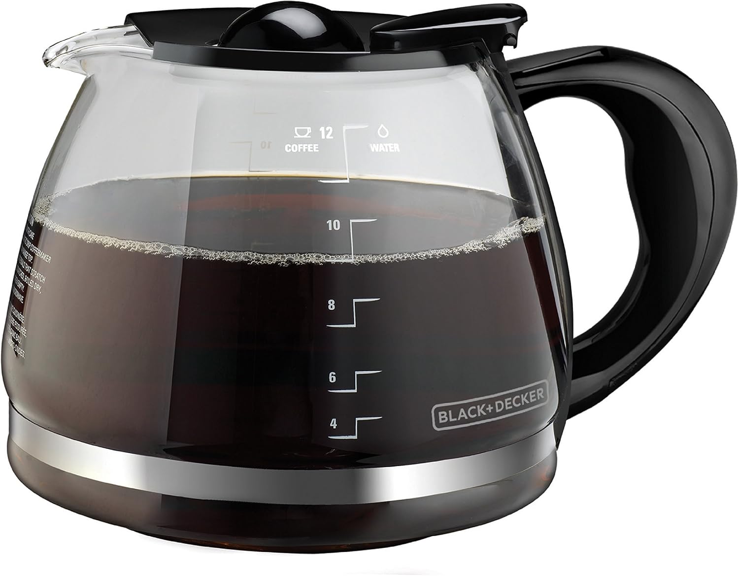 Black+Decker GC3100B TC1200B 12-Cup Replacement Carafe, Black Handle