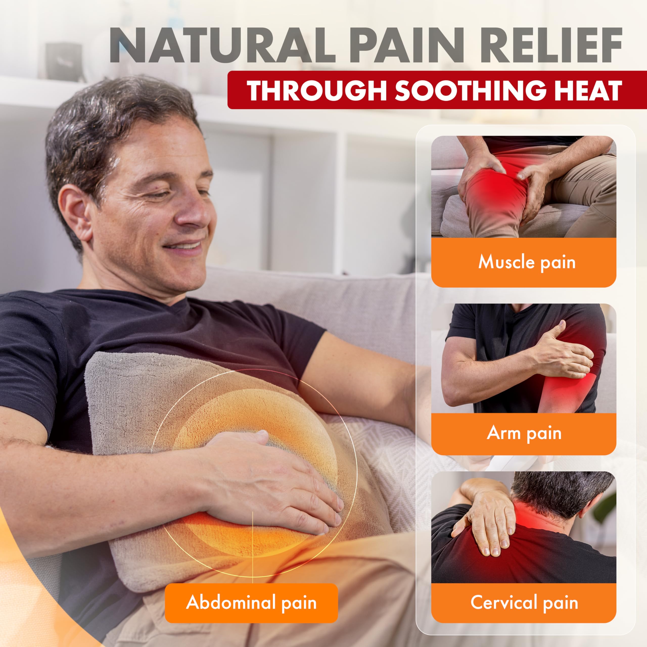 TheraCare Electric Heating Pad | Dry Heat Therapy | 4 Adjustable Heat Settings | 12" x 15" | Comfortable, Soft & Durable