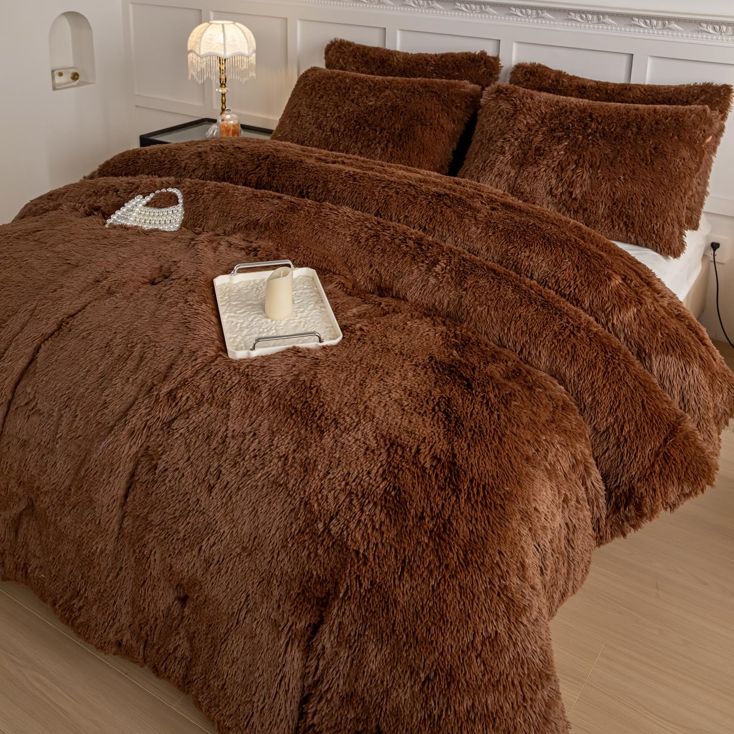 Faux Fur Kids Girls Purple Rainbow Comforter Sets Twin/Full - 3PC Bed Set Warm Comfortable Soft Plush Flannel Velvet Fluffy Fuzzy Bedding（Comforter x 1 Pillowcases x 2）