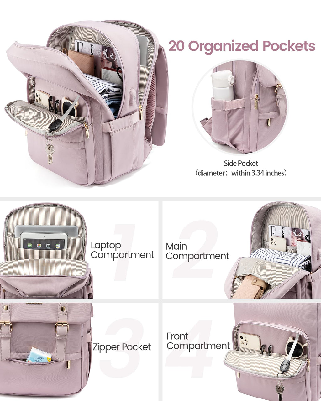 LOVEVOOK Laptop Backpack for Women, 15.6 Inch Vintage Travel Backpack Purse – Airline Approved Large Computer Bag, Lightweight for Nurse Teacher