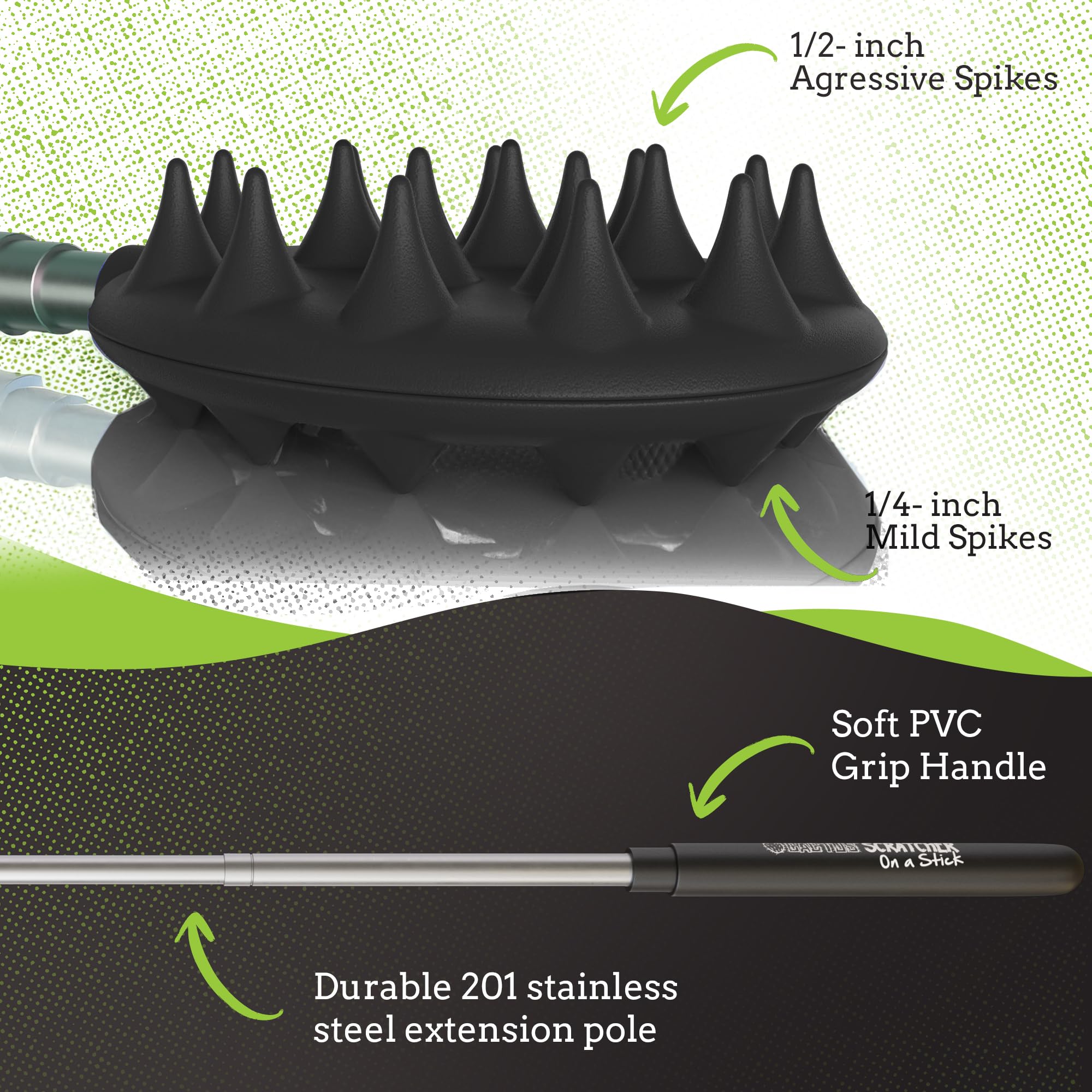 Cactus Scratcher Extendable Big Stick Back Scratcher - Extends 29" Long Double Sided Retractable Scratching Tool for Hand, Neck, Head, and Body - Universal Gift for Family, Pets, and Friends, Glow