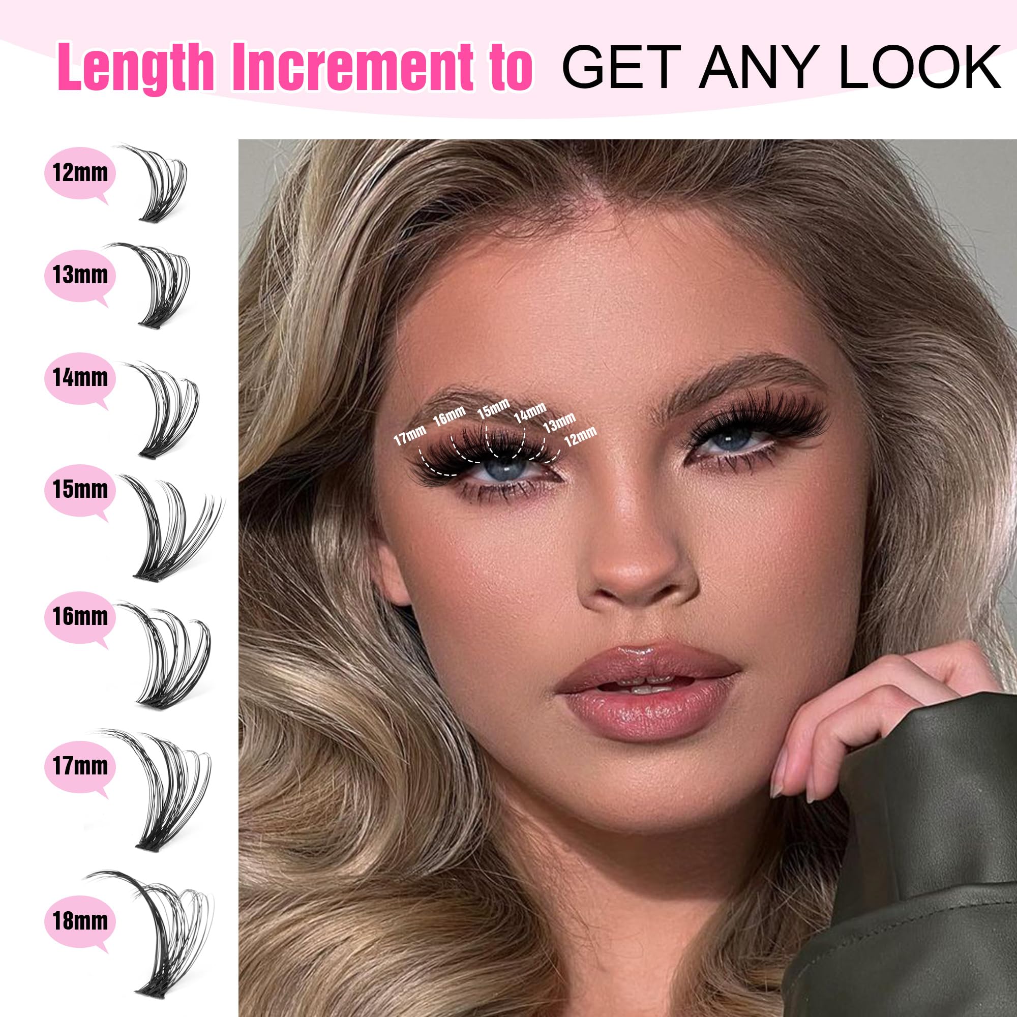 Pawotence Lash Extension Kit DIY 280pcs Individual Lash Clusters Kit 20D&30D Natural 9-15mm Cluster Eyelash Extensions Kit with Lash Bond and Seal, Tweezers for Self Use (20D&30D, 0.07D, 9-15mm, Kit)