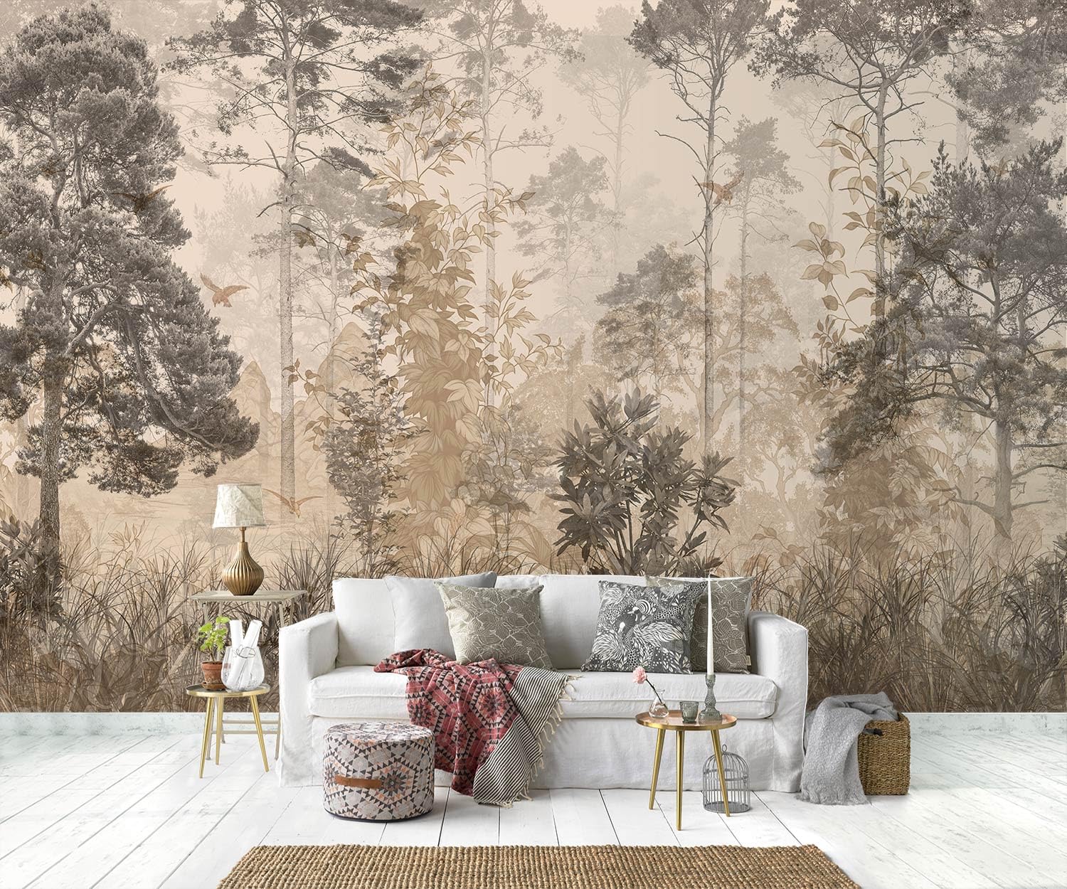 YQWDMX -Nursery Cartoon Woods Hand-Painted Animal Wallpaper Children's Room XT10 S 100" x 65"