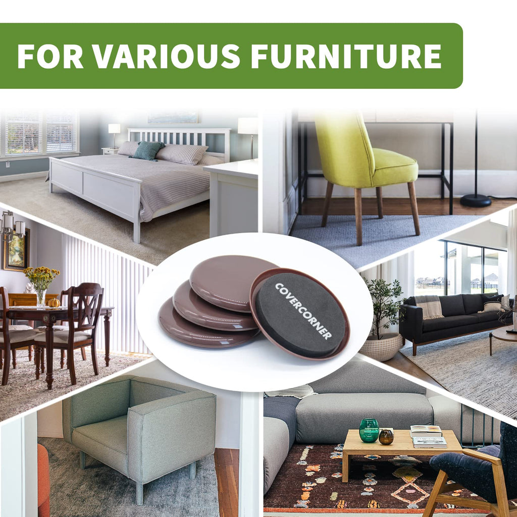 Furniture Sliders for Carpet 4 PCS - 9 1/2 inch Furniture Moving Slider Chair Legs Floors Protectors– Move Your Furniture Easy & Safely (for Carpet)
