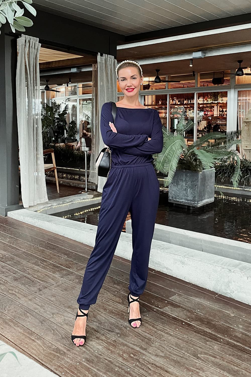 PRETTYGARDEN Jumpsuits for Women Casual 2026 Fall Long Sleeve Off Shoulder Rompers One Piece Travel Outfits Fashion Clothing