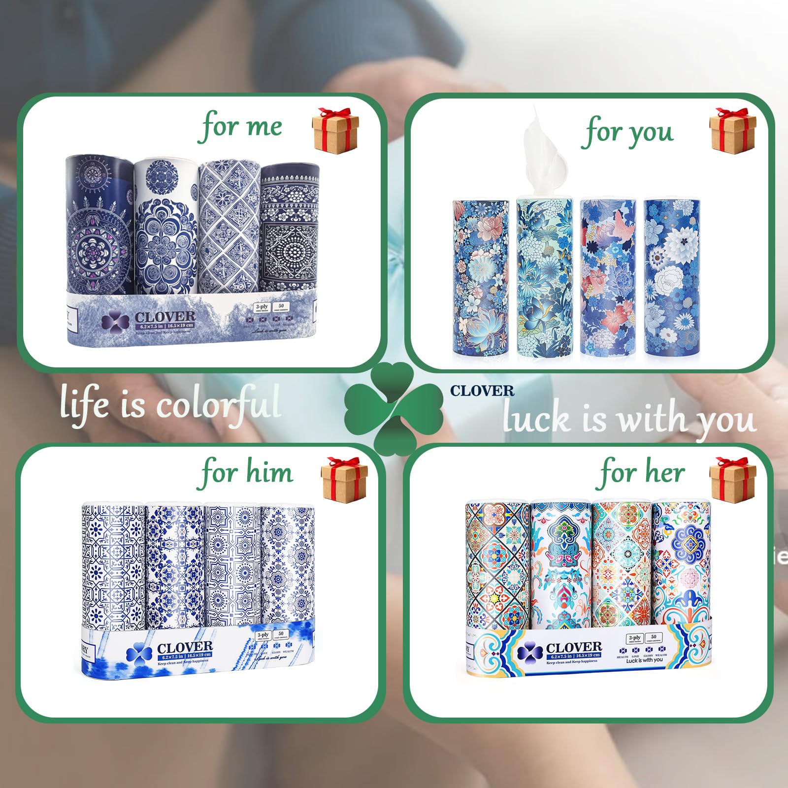 Car Round Canned Tissue Box Cup Holder Facial Tissues,Cylinder Tube Face Towel,4 Canister 3-Ply Car Napkins for Travel Tissue Bulk Fit Home,Office,School by CLOVER