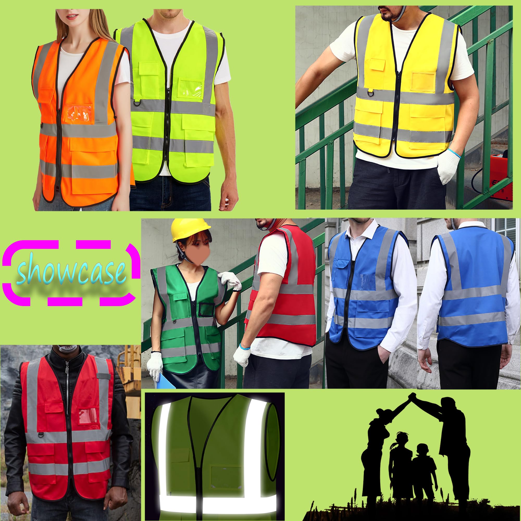 Custom Safety Vest for Men with Pockets Construction Vest High Visibility Reflective Vest Safety Vests Black Safety Vest