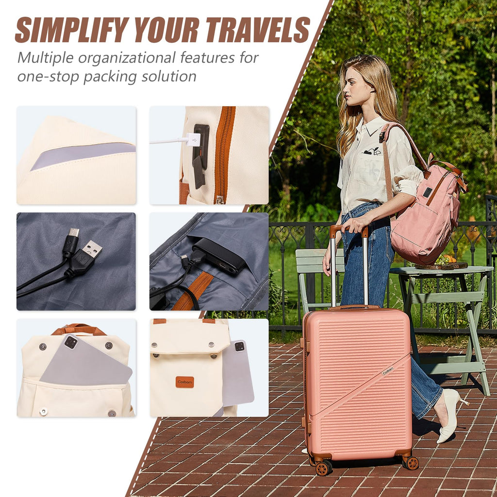 Cosbarn Luggage Sets 5 Piece Suitcases with Wheels, Suitcase Set ABS Hard Case Luggage with TSA Lock Spinner Wheels Durable Travel Luggage (5-Piece Set(20"/24"/28"))