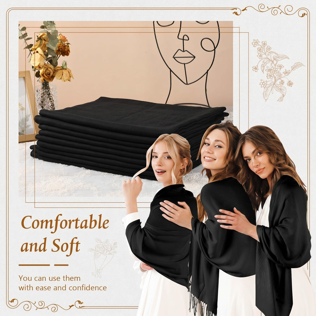 Ramede 50/100 Bulk Wedding Shawl Scarf for Women 79 x 28 Guests Shawl Wraps Gifts for Women Bridal Shawls with Thank Cards