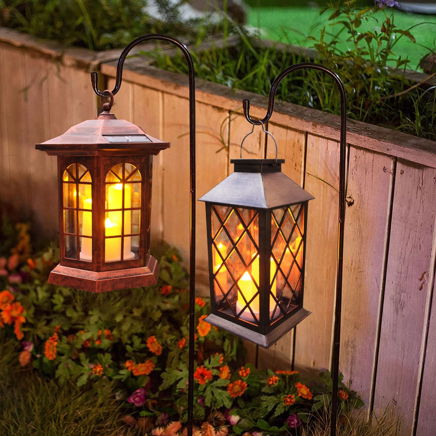 Solar Lantern Outdoor, Outdoor Hanging Candle Lanterns LED Lights - PVC Waterproof Solar Lights Decorative Lantern Lights for Table,Outdoor,Party…