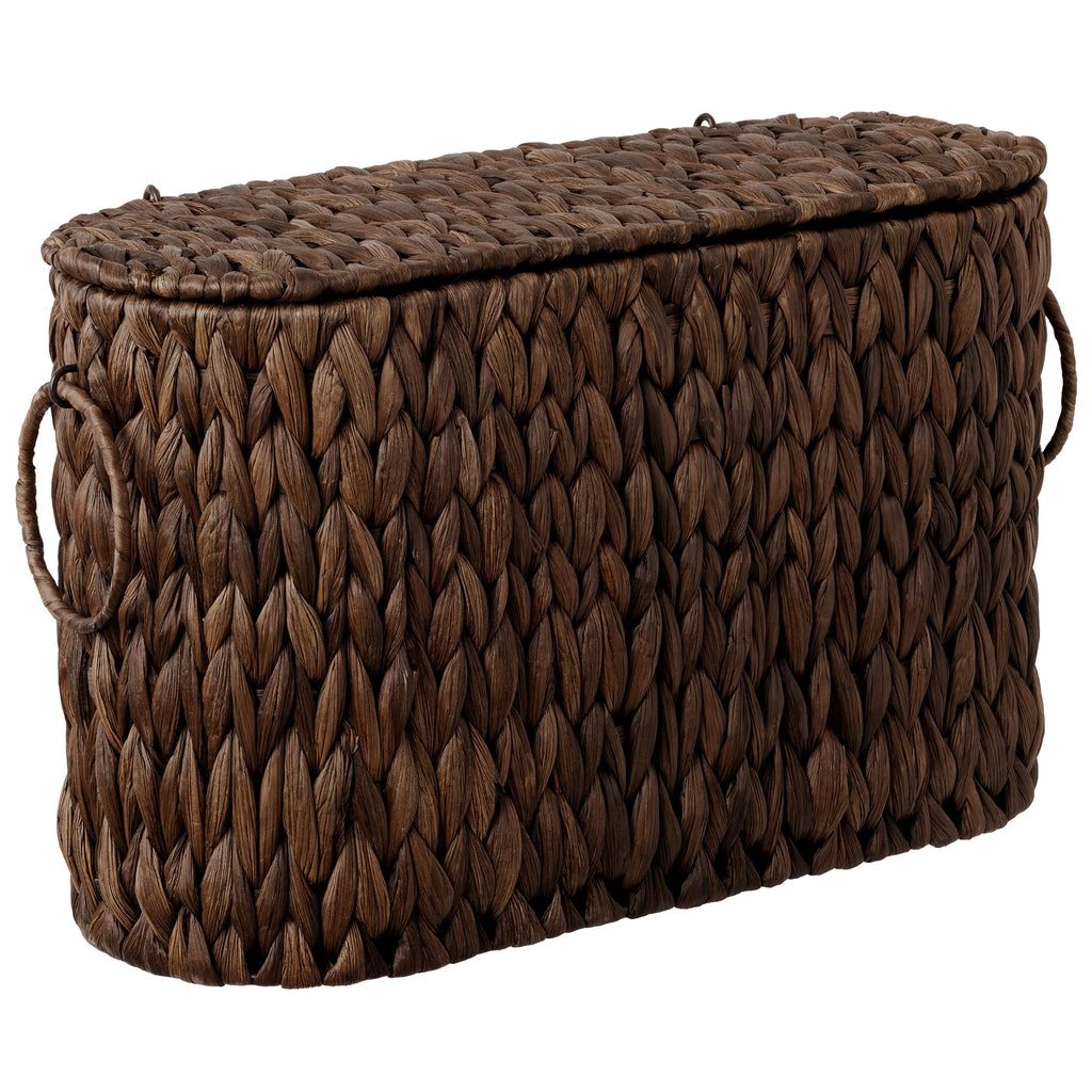 StorageWorks Bathroom Toilet Paper Storage Holder with Lid, Wicker Toilet Paper Basket for 6 Regular Rolls, Slim Basket Organizer with Handles, Water Hyacinth Storage Baskets for Bathroom, Brown