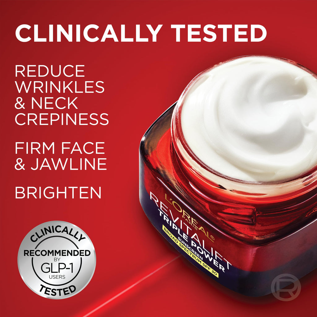 L'Oreal Paris Revitalift Triple Power Anti-Aging Face Moisturizer, Pro Retinol, Hyaluronic Acid & Vitamin C to Reduce Wrinkles, Firm & Brighten Skin, 2.55 Oz