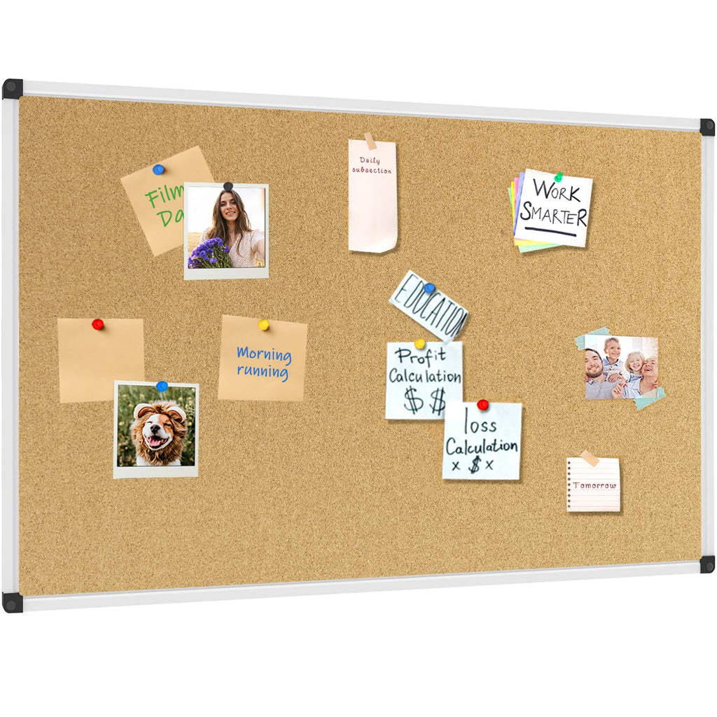 XBoard 24 x 18 Inch Wall-Mounted Office Cork Board, Notice Bulletin Board with Aluminum Frame