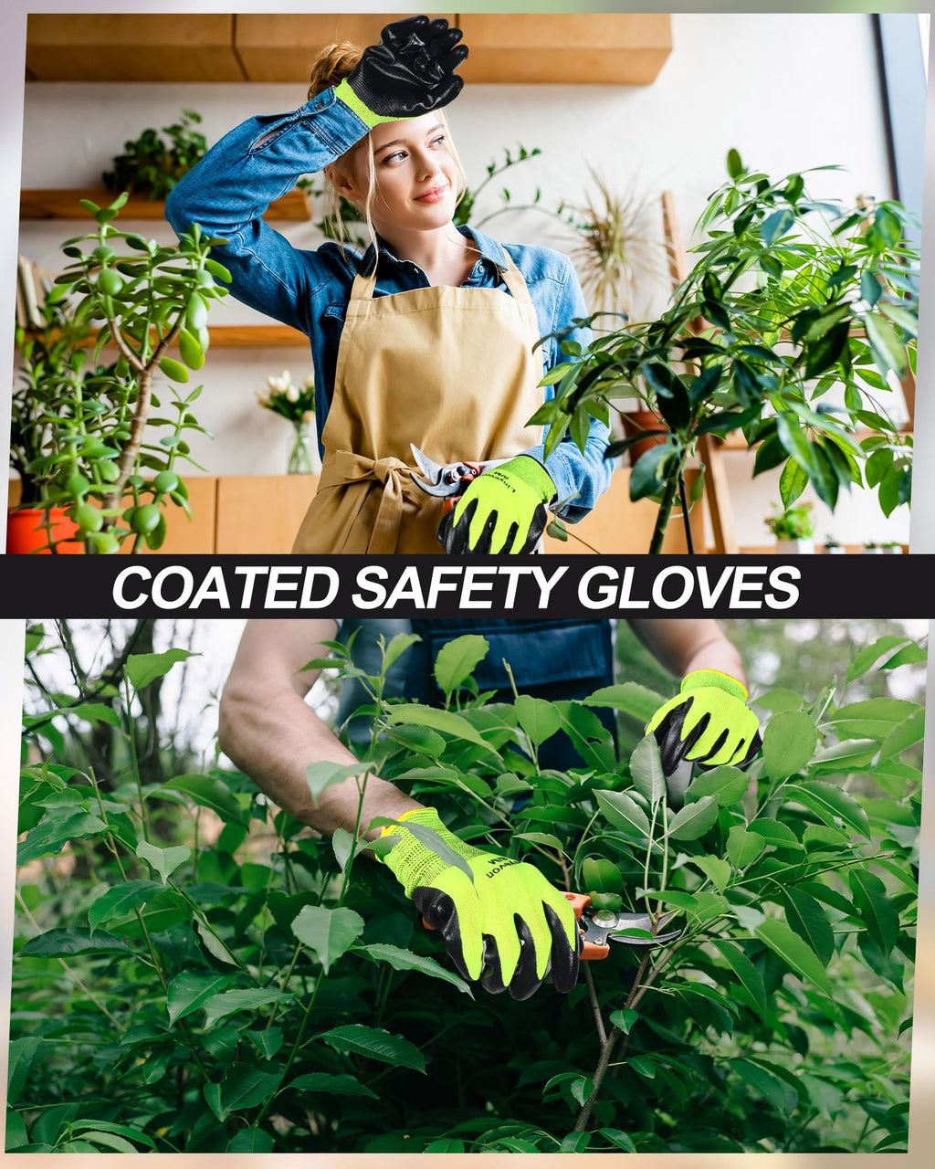 Maxcheck PU Coated Gloves Bulk, Reusable Rubber Safety Gloves for Men Women Work Warehouse, Mechanic, Woodworking