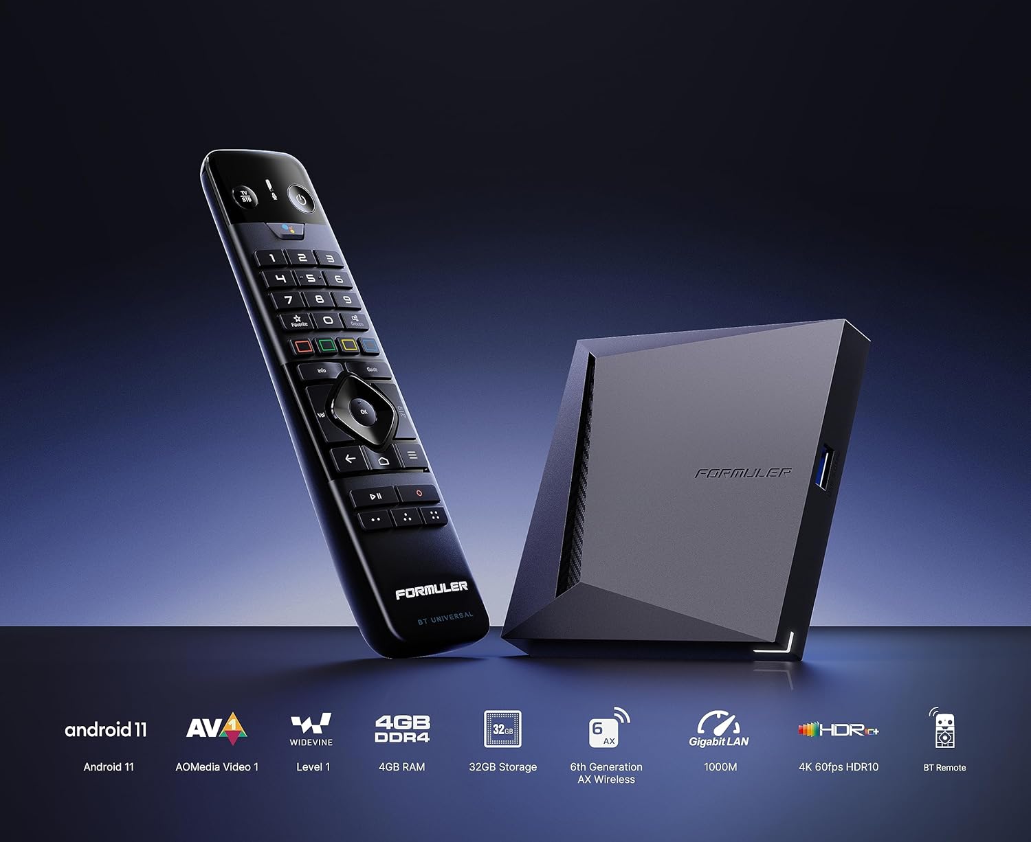 Formuler Z11 Pro Max Android 11 Wireless AX 2x2 Gigabit LAN 4GB Ram 32GB ROM 4K with Bluetooth BT1 Remote Control Edition