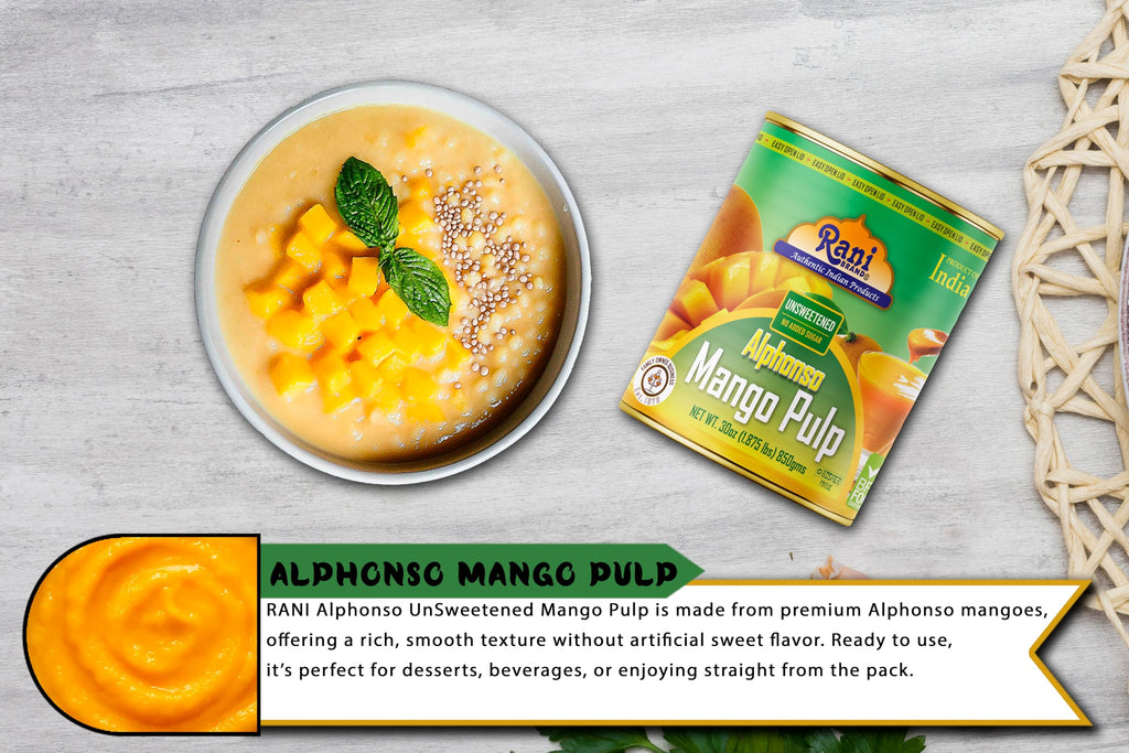 Rani Mango Pulp Puree (Makes Mango Lassi Shakes) Alphonso Sweetened 30oz (1.875lbs) 850g ~ Kosher | All Natural | NON-GMO | Vegan | No colors | Gluten Friendly | Indian Origin