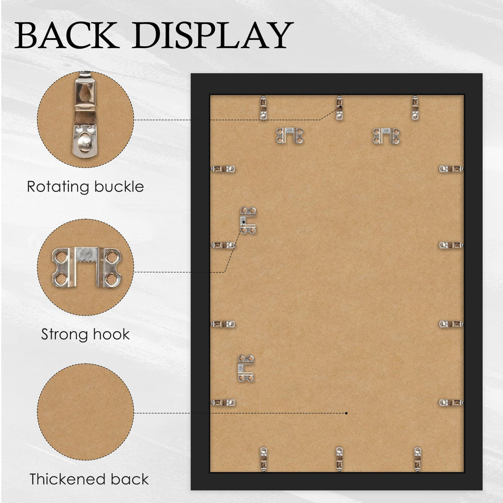 16x24 Black Frame 2 Pack, Engineered Wood for 24 x 16 in Poster | Horizontal or Vertical Wall Mounting, 24x16 Poster Frames for Gallery, Office, and Home Decor