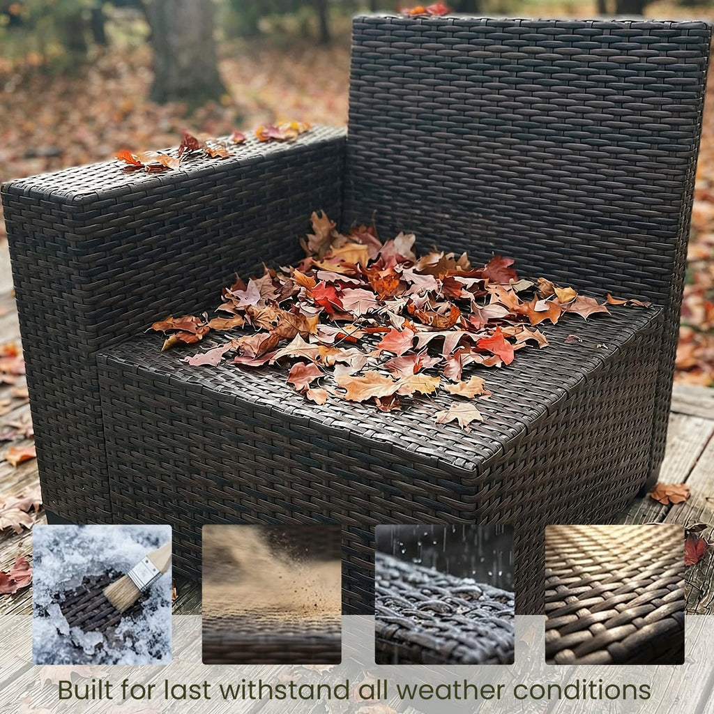 LayinSun 7 Pieces Outdoor Patio Furniture Set with 44" Fire Pit Table Rattan Sectional Sofa Conversation Sets
