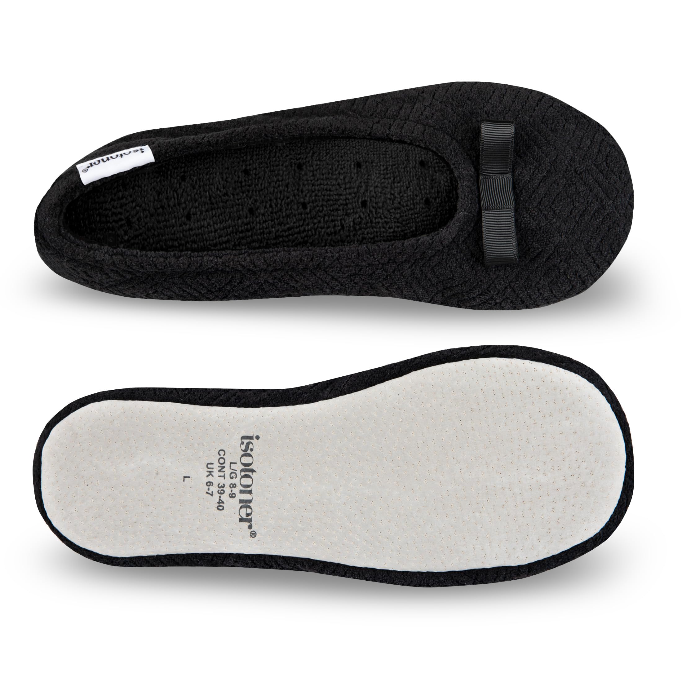 isotoner Women's Diamond Microterry Ballerina Slippers