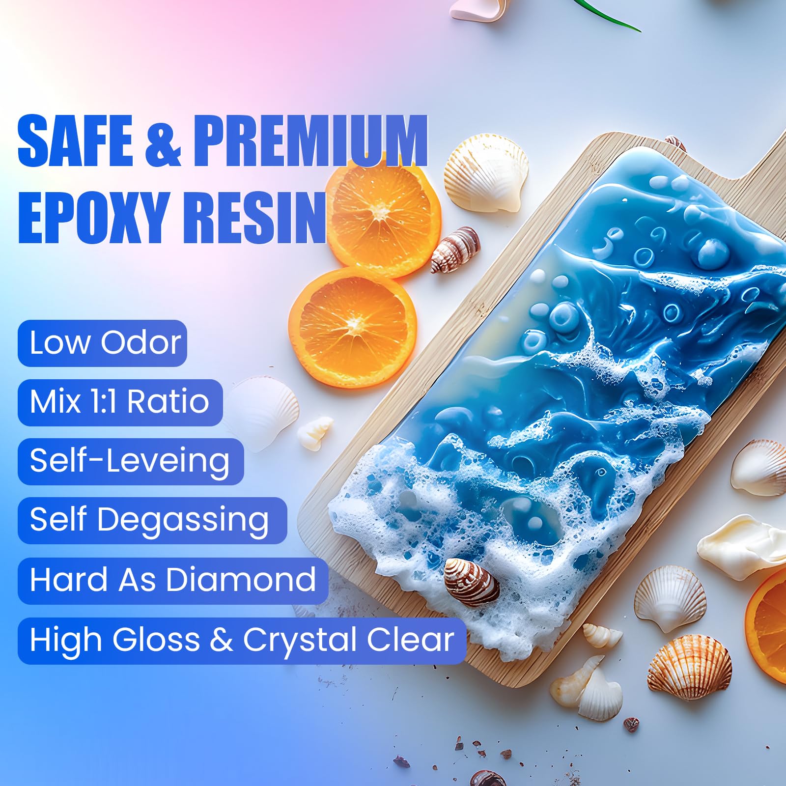 Epoxy Resin Kit, 1Gallon Kit Crystal Clear Resin Epoxy, Bubble Free, No Yellowing, UV Resistant, Food Safe with, Easy Mix 1:1 for DIY Crafts Jewelry Making