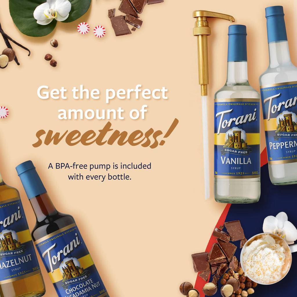 Torani Sugar Free Flavored Drink Syrup Coffee Favorites Variety Pack, Caramel, Peanut Butter Cup, Vanilla & Brown Sugar Cinnamon, 25.4 fl oz (Set of 4)