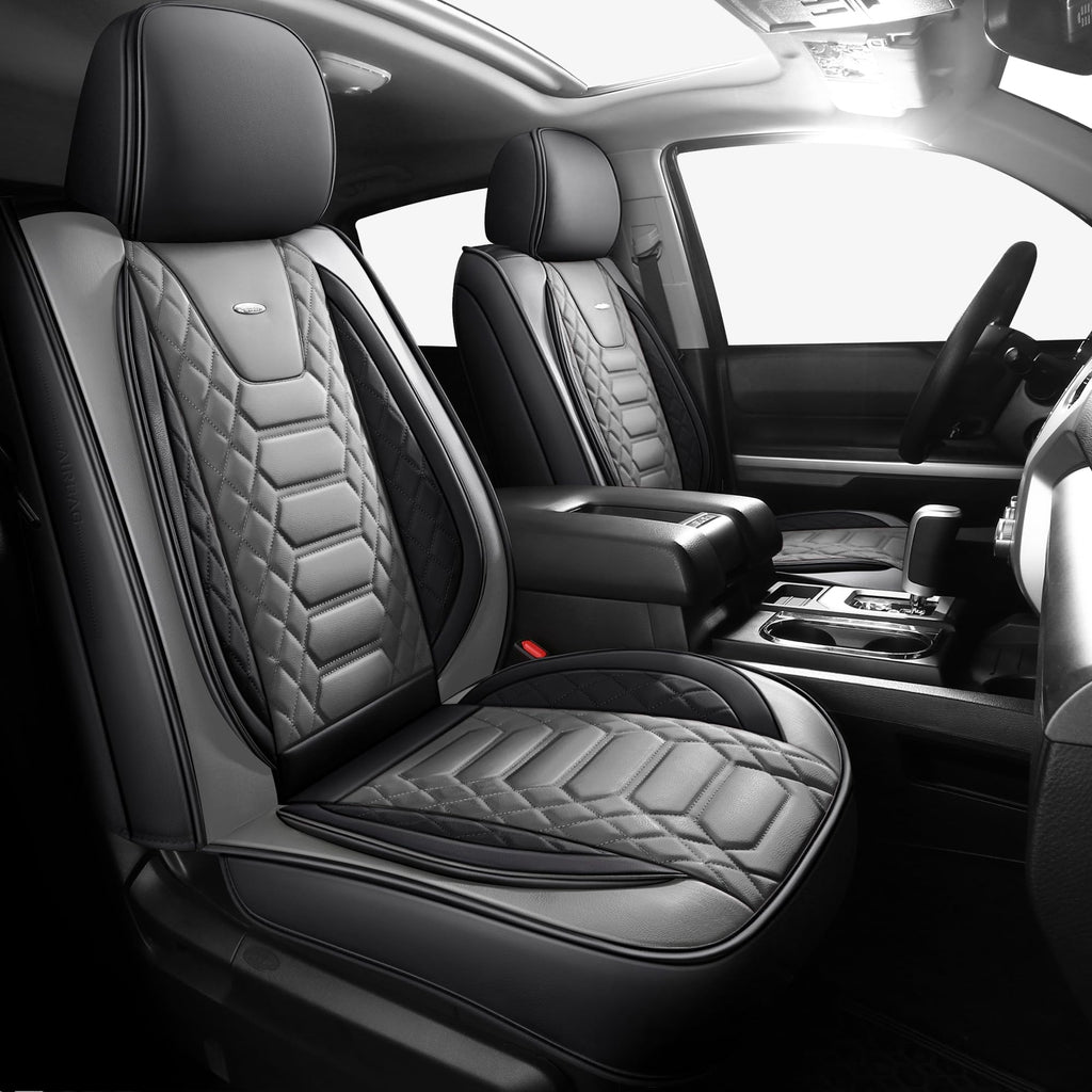 FREESOO Tundra Seat Covers 2007-2013, Fit for Toyota Tundra Crewmax Cab 5 Seats, Custom Truck Seat Covers with Waterproof Faux Leather Black