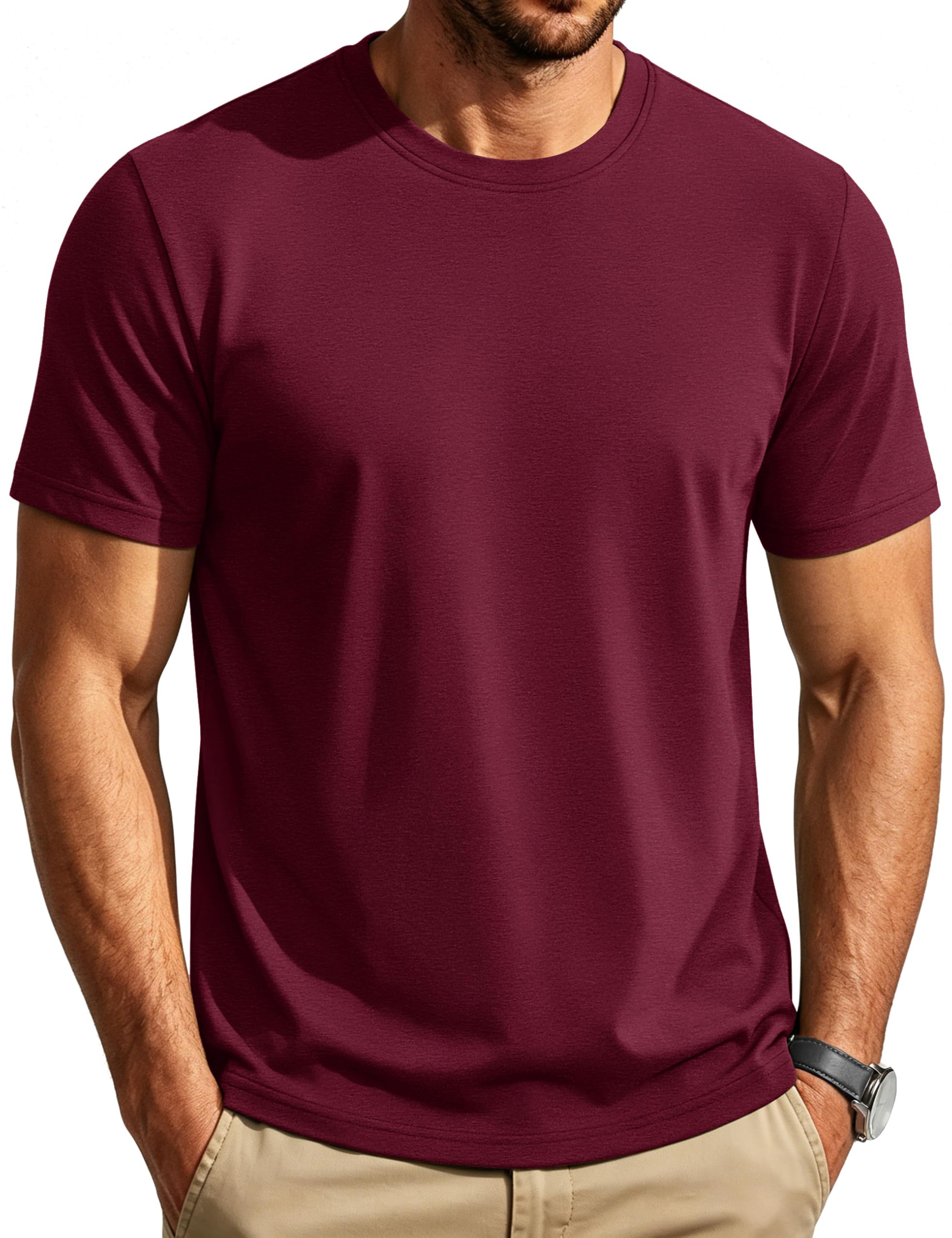 Cotrasen Mens T-Shirts Short Sleeve Cotton Crew Neck Lightweight Moisture Wicking Casual Soft Basic Plain Tee Shirts