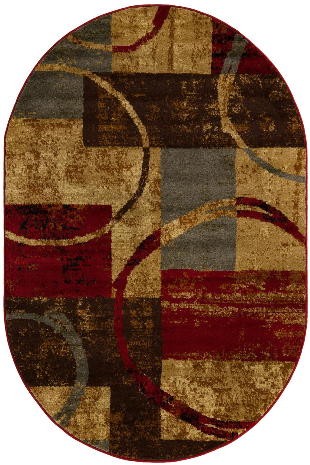 Unique Loom Barista Collection Area Rug - Kouillou (2' 2" x 3' 1" Oval, Multi/Brown)