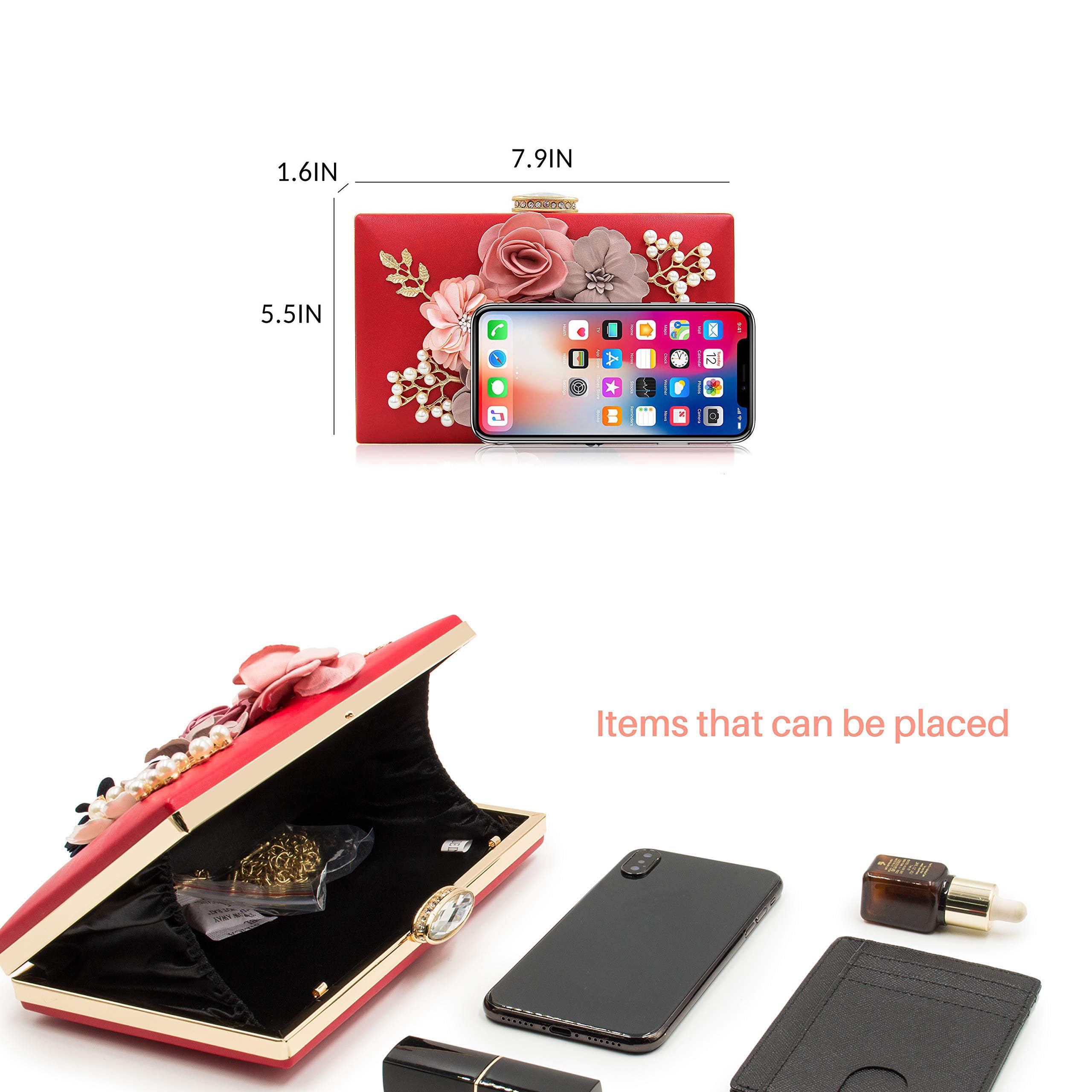 Evening Bag for Women, Flower Wedding Evening Clutch Purse Bride Floral Clutch Bag