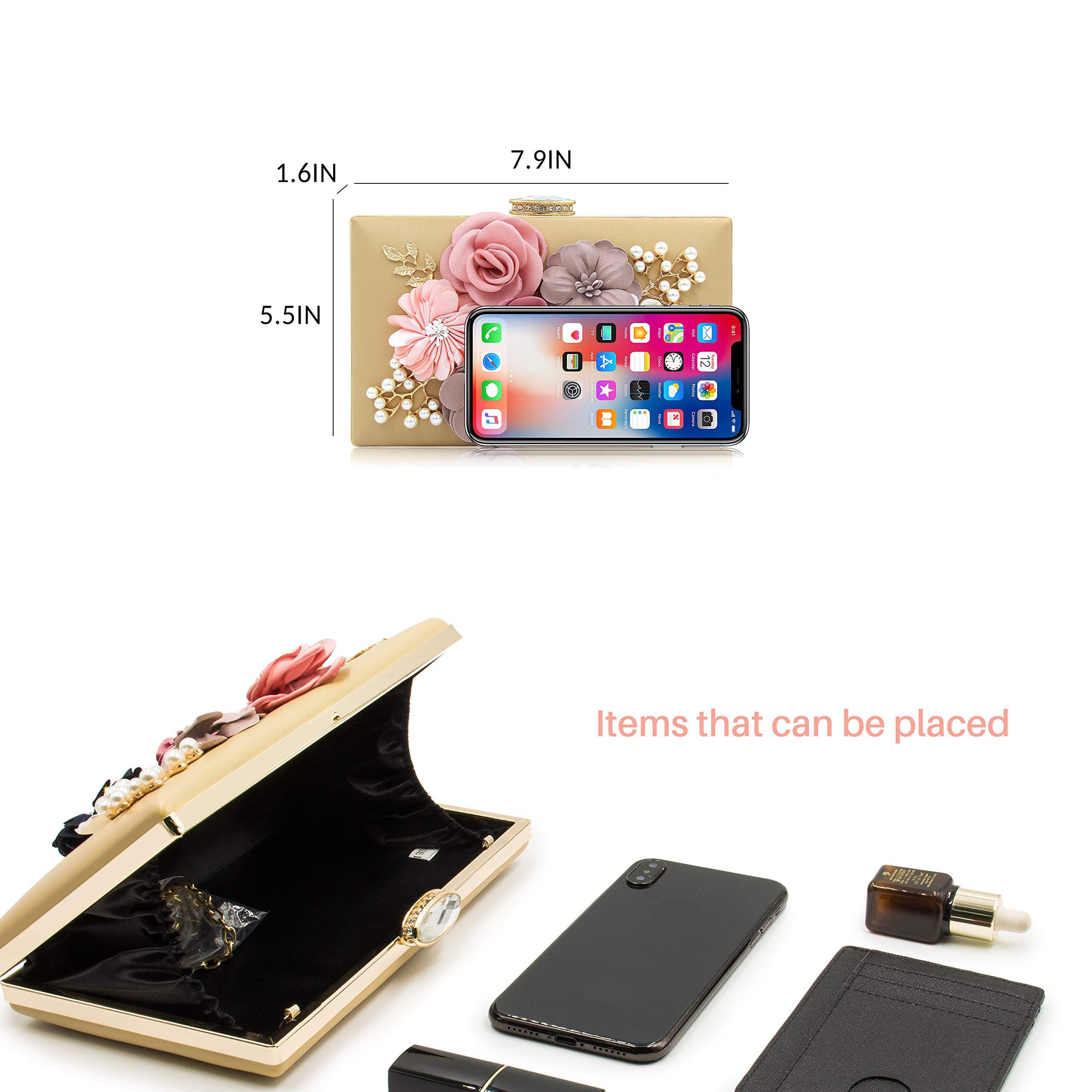 Evening Bag for Women, Flower Wedding Evening Clutch Purse Bride Floral Clutch Bag