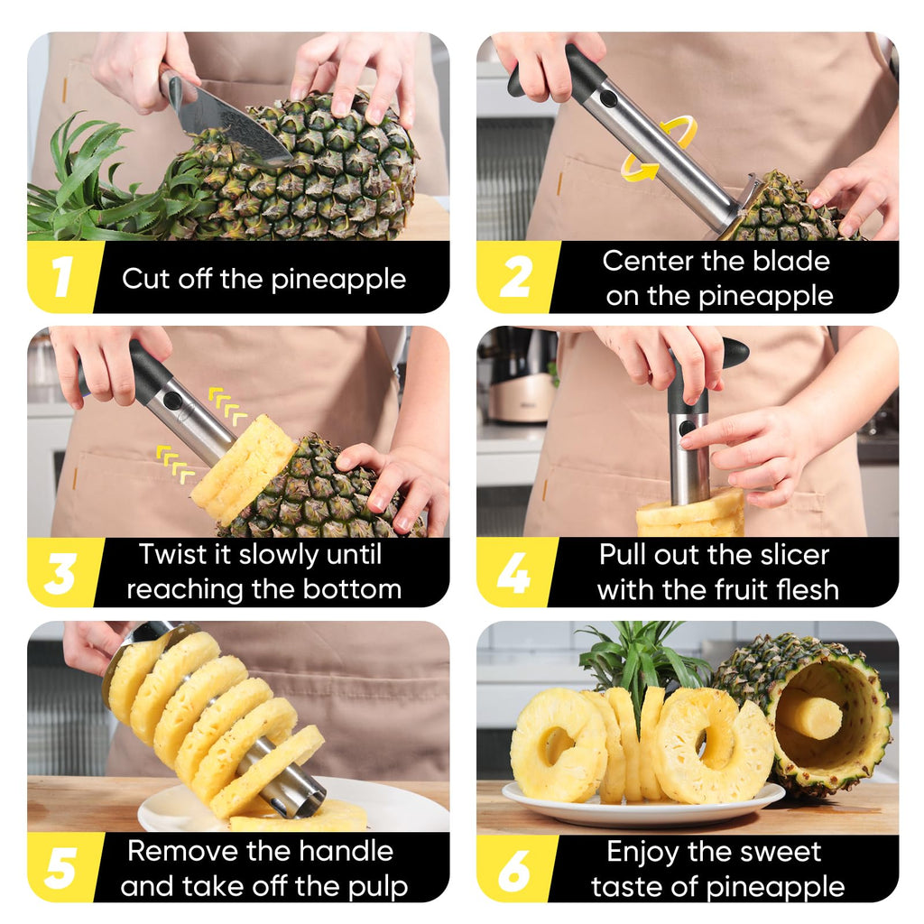 Pineapple Corer, [Upgraded, Reinforced, Thicker Blade] Newness Premium Pineapple Corer Remover, Stainless Steel Pineapple Core Remover Tool for Home & Kitchen with Sharp Blade for Diced Fruit Rings