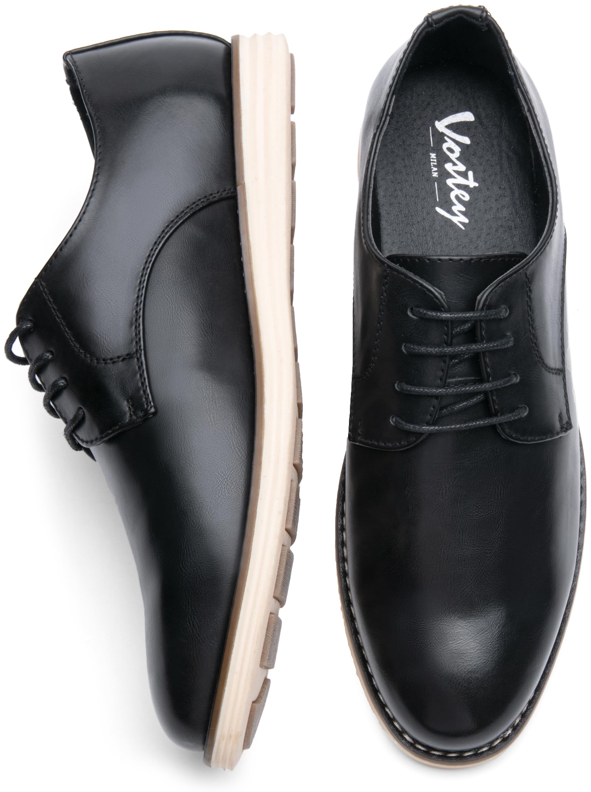 Vostey Mens Casual Dress Shoes Wingtip Plain Business Dress Shoes for Men