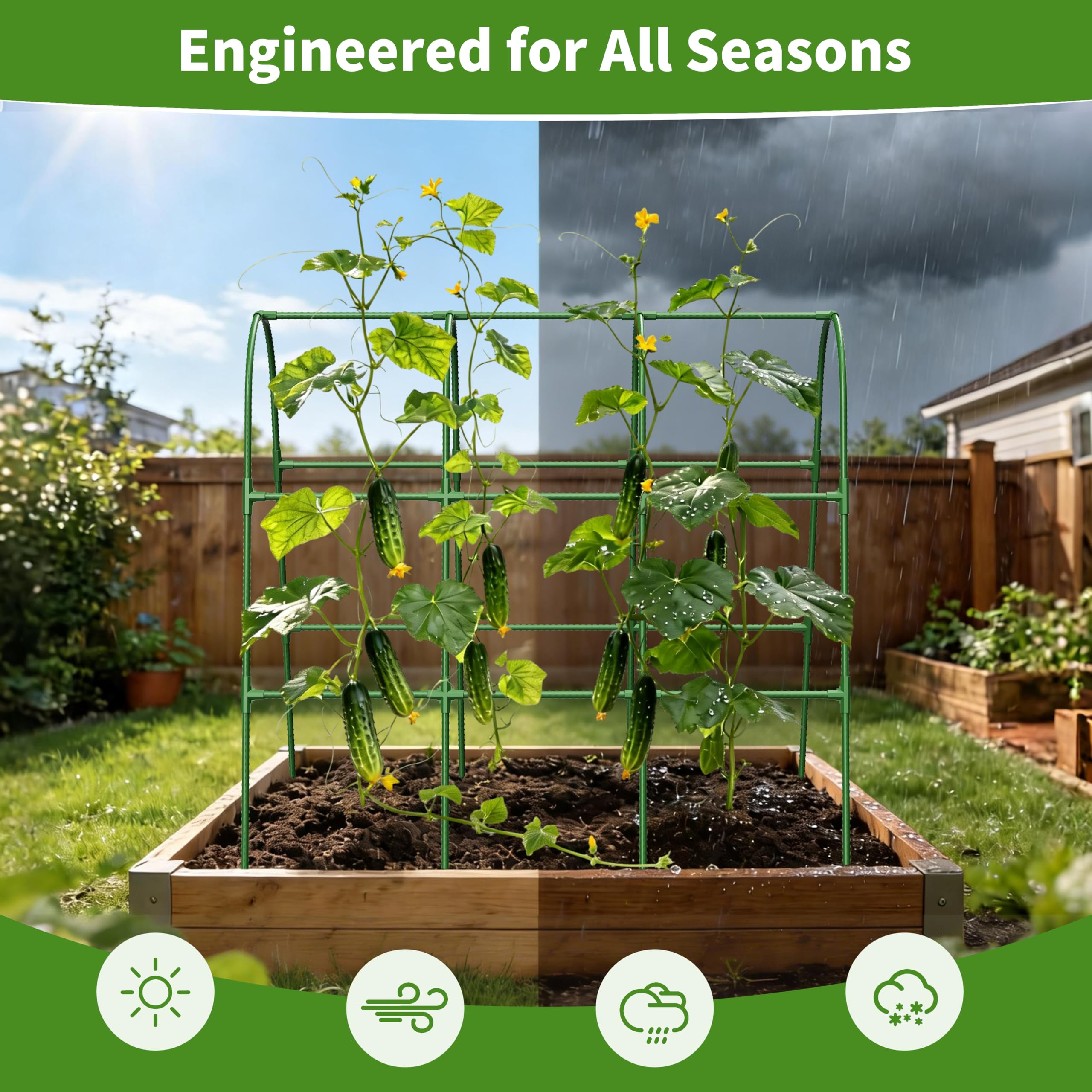 Cucumber Trellis for Raised Bed,U-Shape Garden Trellis for Climbing Plants Outdoor, Metal Arch Vegetables Trellis, Plant Support for Vine (Green, 31.5" Lx21.6 Wx47.2 H-Small)