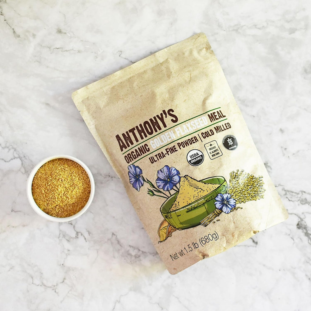 Anthony's Organic Golden Flaxseed Meal, 1.5 lb, Gluten Free, Non-GMO, Vegan, Ground Golden Flaxseed