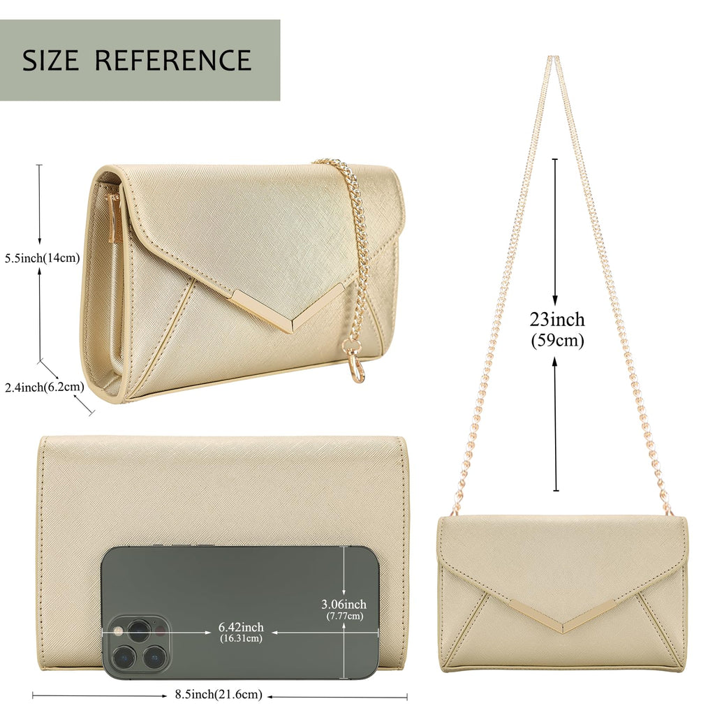 DEXMAY Women Envelope Clutch Faux Saffiano Leather Evening Handbag Foldover Clutch Bag Formal Dressy Purse