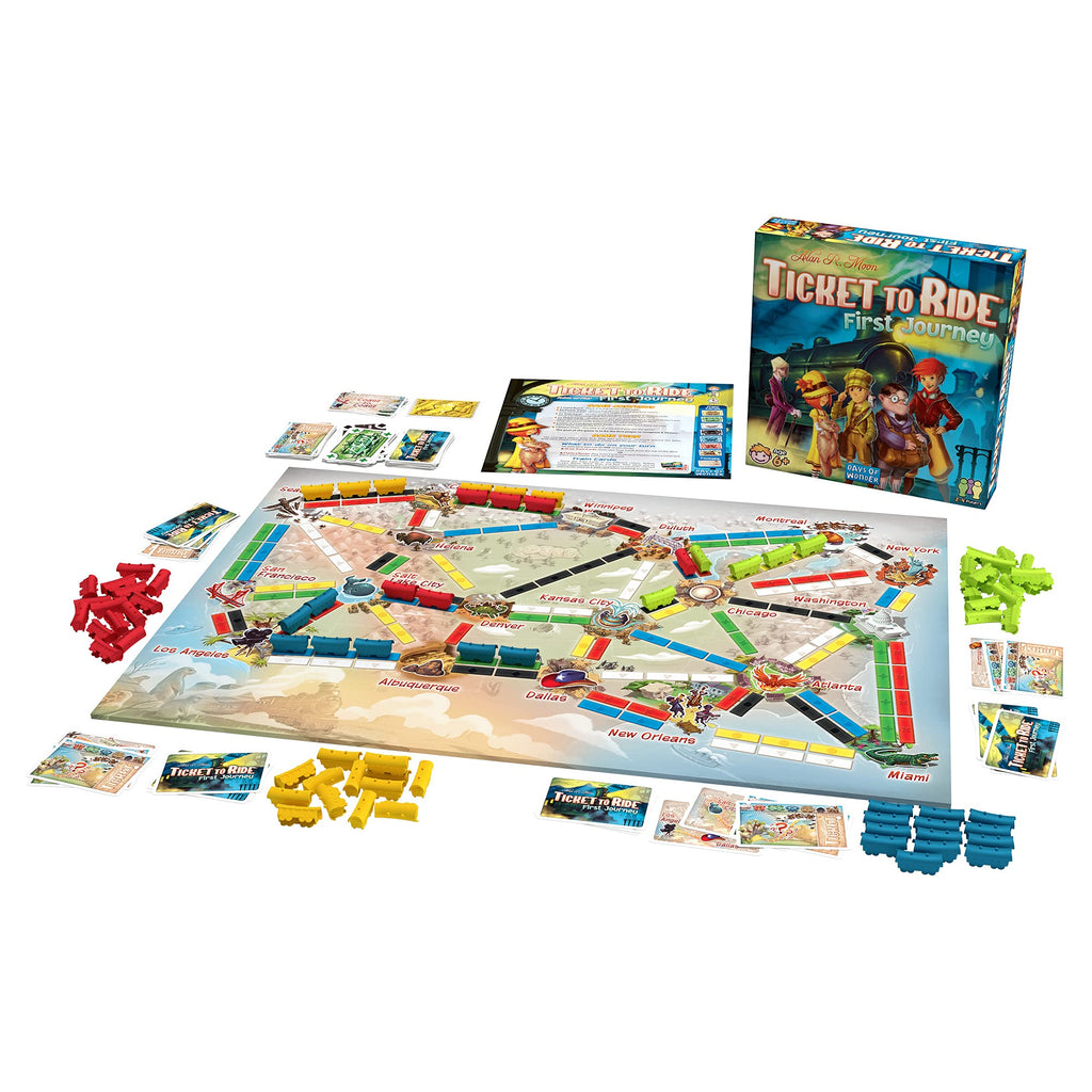 Ticket to Ride First Journey - Kids Train Board Game for Families, Strategy for Children, Board Games for Kids, Family Fun for Children & Families, 2-4 Players Ages 6+, 15-30 Min