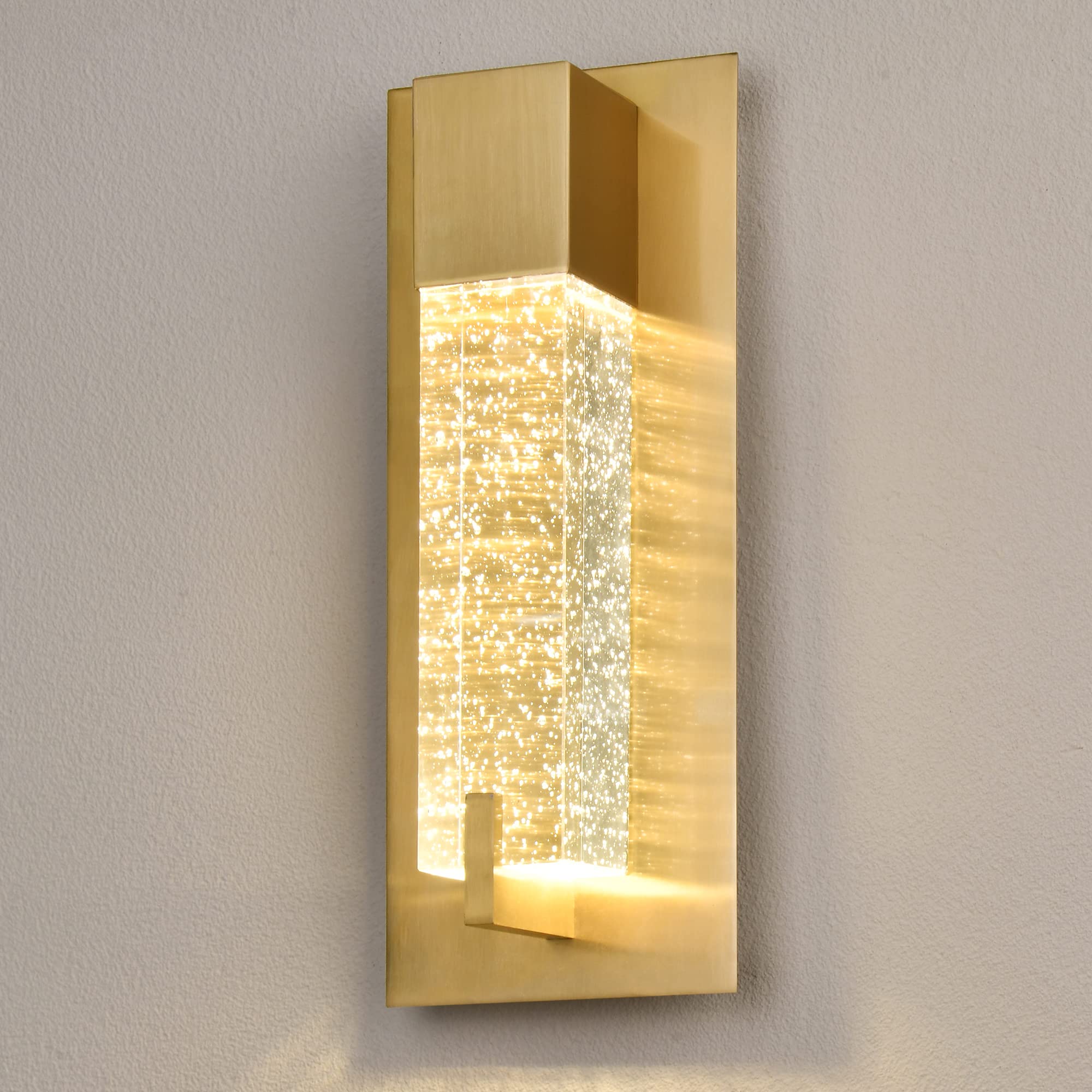 WOSHITU LED Wall Sconce Light: 11 Inch Gold Modern Sconces Wall Lighting 3000K Dimmable Crystal Wall Lamps Indoor Bathroom Sconce Wall Mount Light Fixtures for Living Room/Bedroom/Hallway
