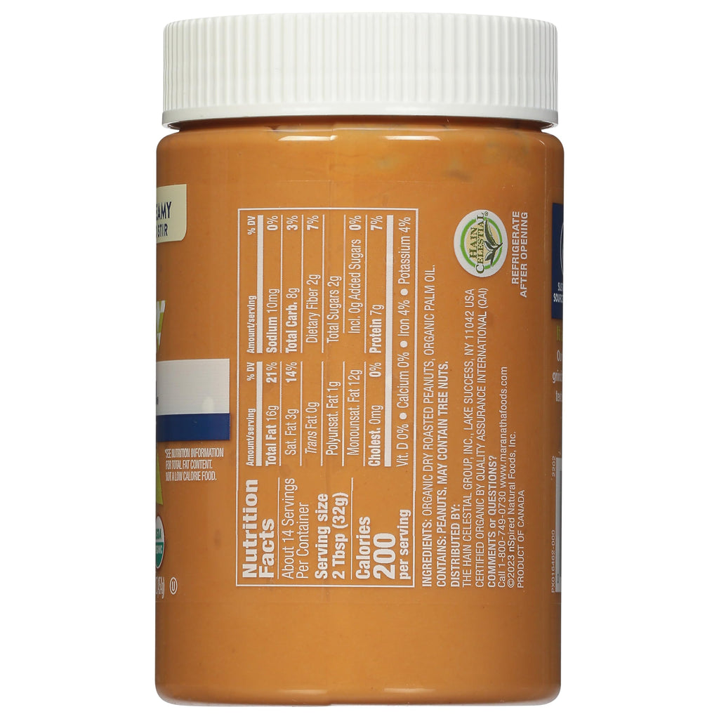 MaraNatha Organic Creamy Peanut Butter Spread, No Stir, 16 Ounce Jar