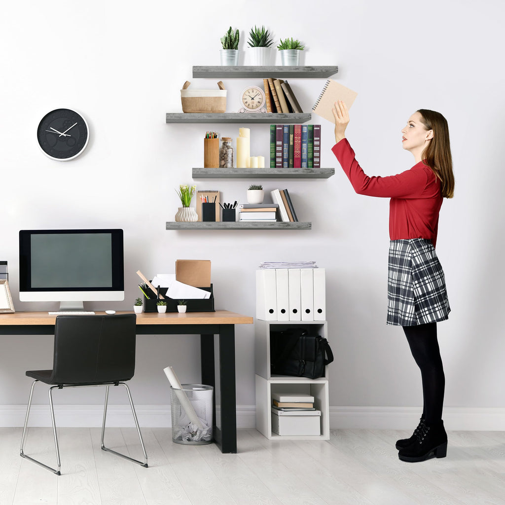 Sorbus Floating Shelves for Wall - 24" Bathroom Shelves, Wall Decor for Bedroom, Kitchen, Living Room, Home Decor & Book Storage - Mounted Floating Shelf with Invisible Brackets (Black, 2 Pack)