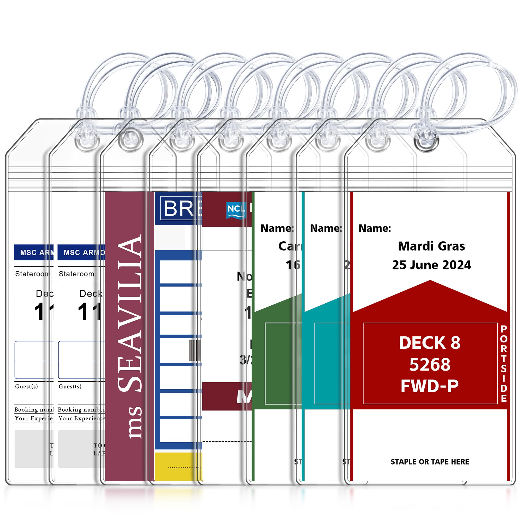 6 Pack Cruise Luggage Tag Holder, Cruise Essentials 2026 for NCL, Princess, Carnival, Royal Caribbean and Celebrity Cruise Luggage Tags for Travel Essentials by SEAVILIA
