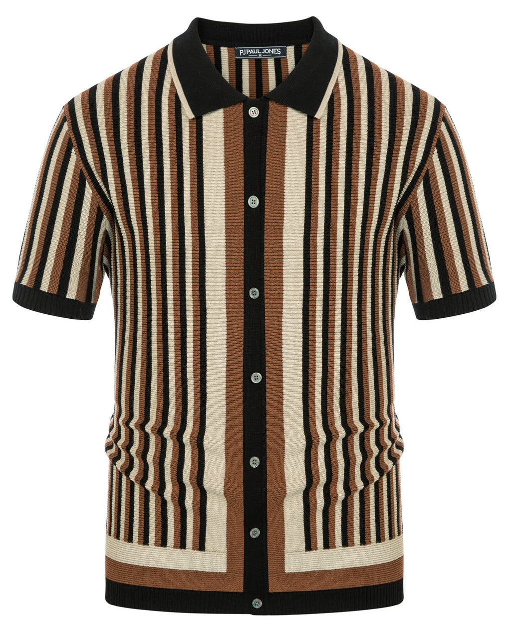 PJ PAUL JONES Men's Polo Shirts Retro Knit Shirt Vintage Striped Shirt