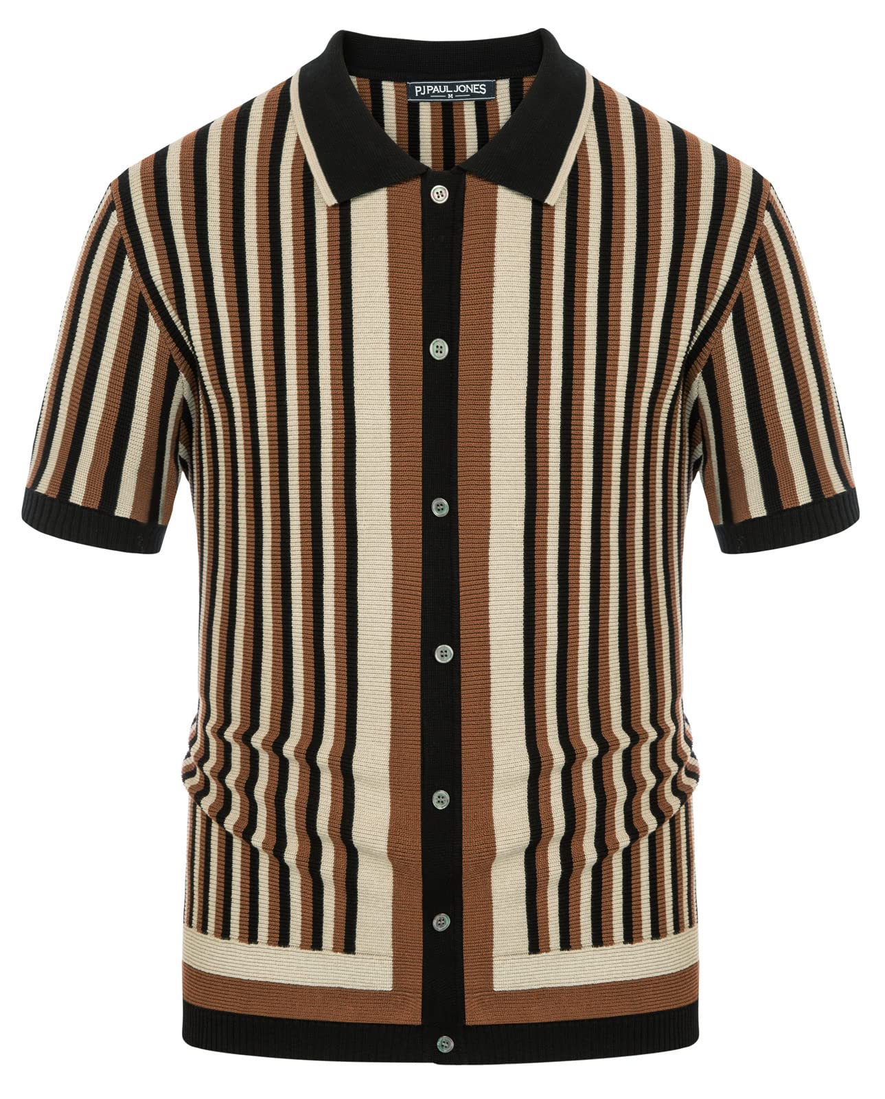 PJ PAUL JONES Men's Polo Shirts Retro Knit Shirt Vintage Striped Shirt