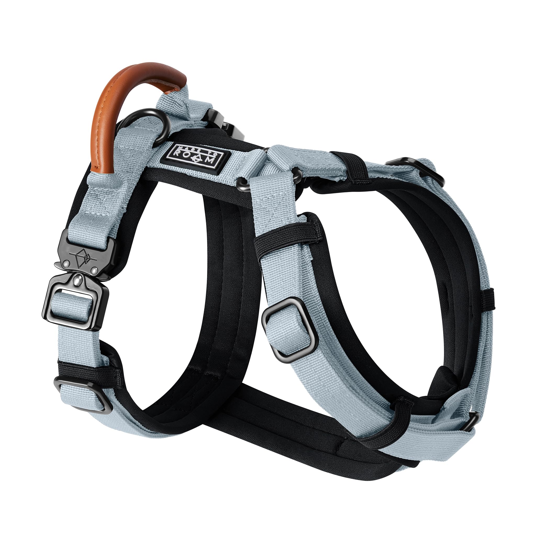 MADE TO ROAM Premium Explorer Harness - Y-Shaped Dog Harness with Adjustable Durable Nylon, Soft Padding, Metal Buckles and Leather Handle for Small, Medium, Large Dogs (Alaska Daybreak, Size 1)