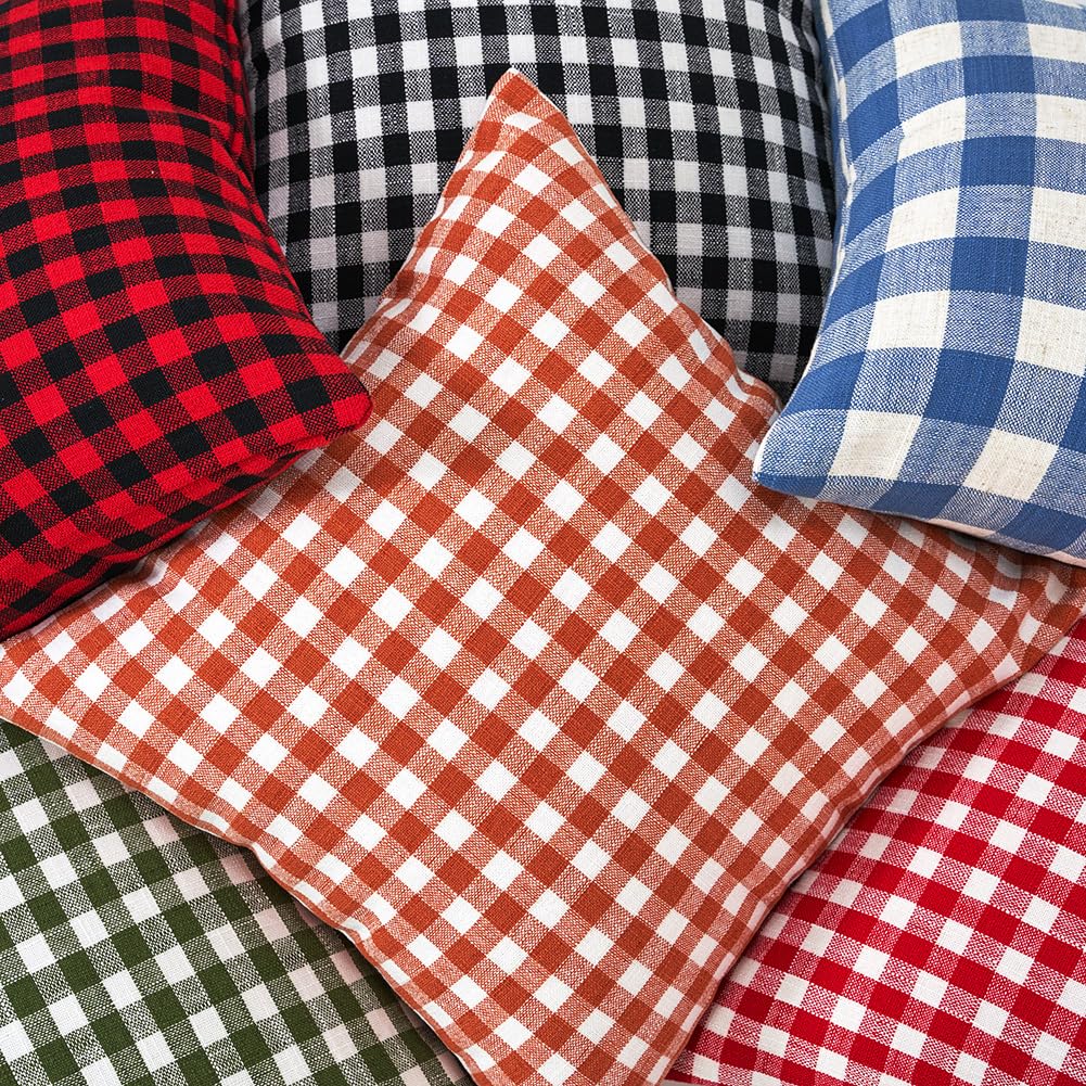 CARRIE HOME Black and White Buffalo Plaid Outdoor Pillow Covers 16x16 Set of 2, 16 x 16 Modern Farmhouse Decor Couch Pillows, Black White Winter Christmas Holiday Plaid Pillows (No Pillow Inserts)