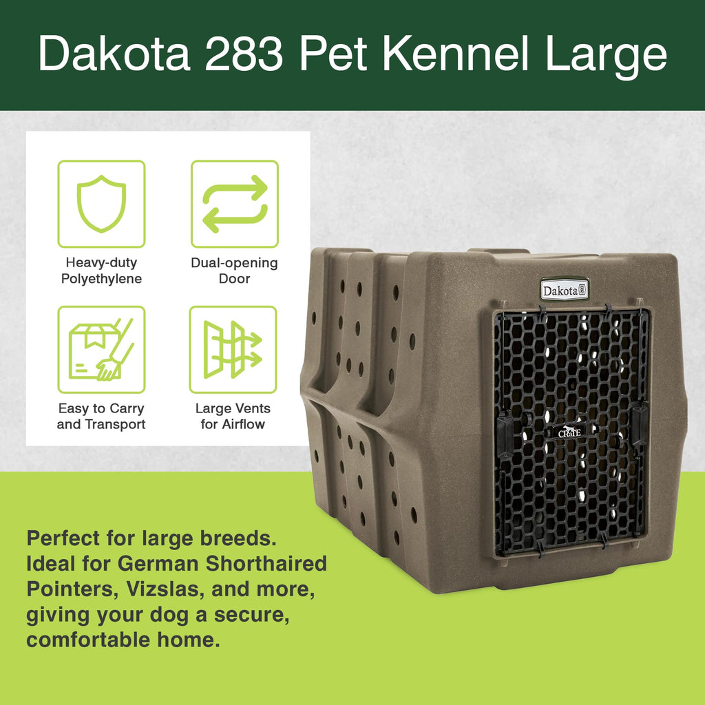 Dakota 283 Canine Rough and Tough Economy Dog Crate w/ Removable Two-Way Door - Heavy Duty Outdoor Kennel for Medium Breed Dogs (Coyote Granite, Intermediate)