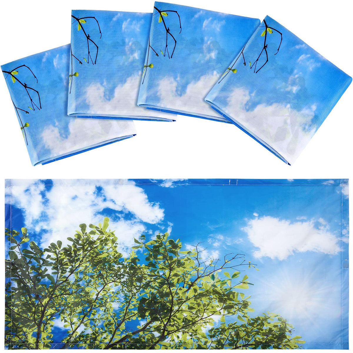 Hortsun 4 Pack Fluorescent Light Covers 4 x 2 Feet Magnetic Light Cover for Drop Ceiling, Fluorescent Ceiling Shade Filters for Office Classroom Home Hospital Decor(Beach)