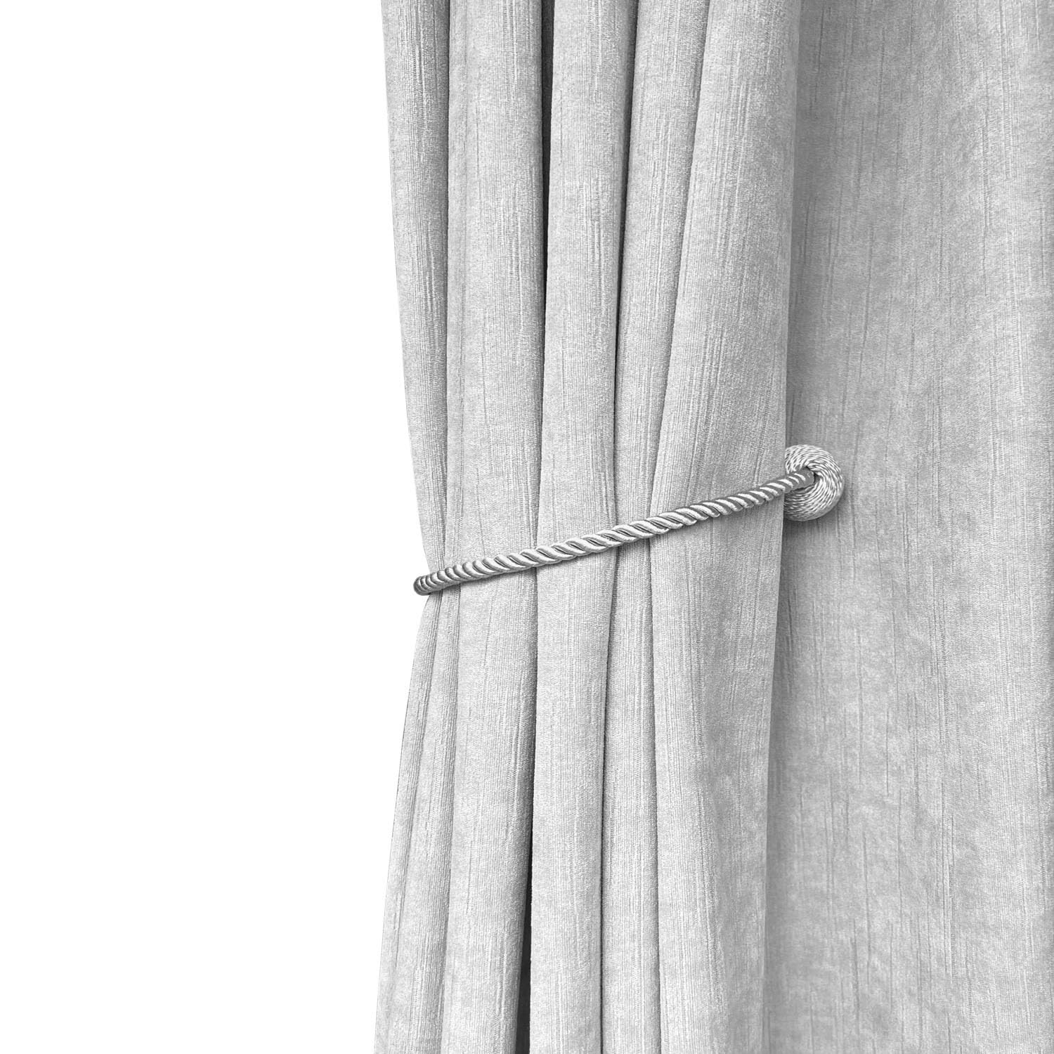 Melaluxe 2 Pack Magnetic Curtain Tiebacks, Decorative Curtain Holdbacks for Window Décor (Beige)