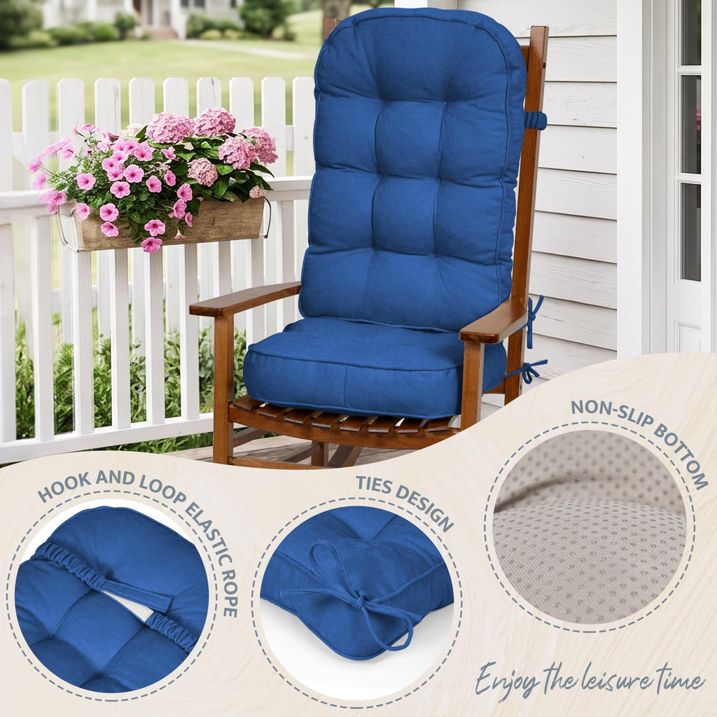 mudilun Rocking Chair Cushion - Non-Slip Tufted 4-Inch Thickened Rocking Chair Cushions with Ties Indoor/Outdoor Wooden Rocking Chair Pad for Living Rooms, Bedrooms, and Balconies